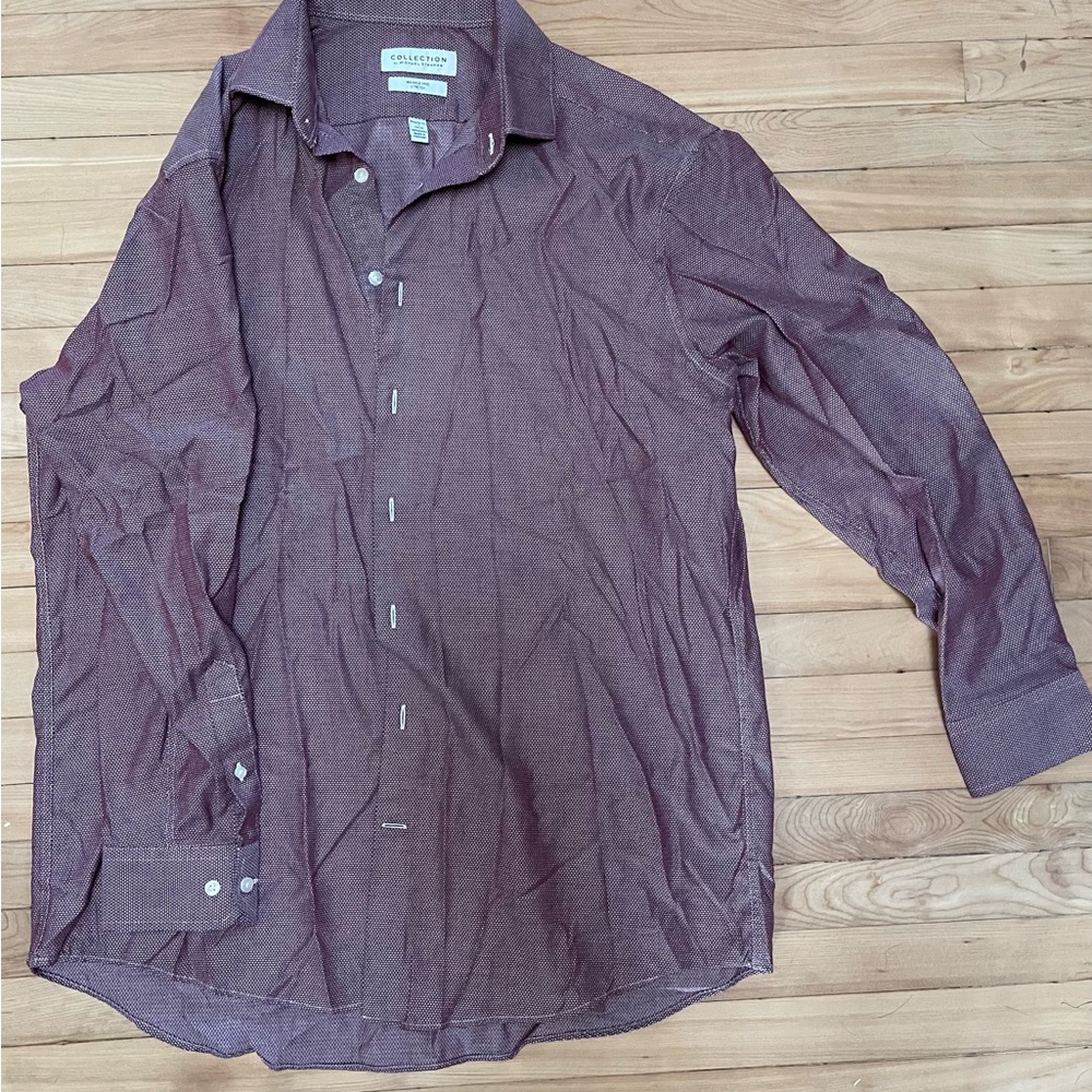 Calvin Klein Men's Burgundy Button-Up Shirt